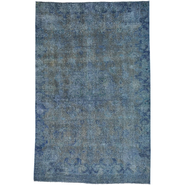 Blue Overdyed Persian Hand Knotted Pure Wool Oriental Rug Blue Overdyed Persian Hand Knotted Pure Wool Oriental Rug