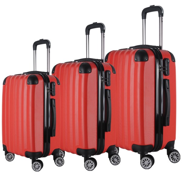 red hardside spinner luggage