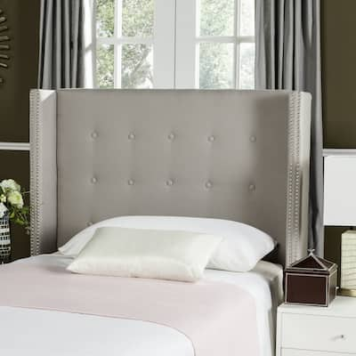 SAFAVIEH Keegan Taupe Upholstered Tufted Wingback Headboard (Twin)