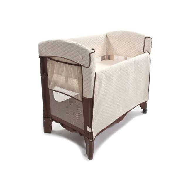 Arm's Reach Concepts Brown and Off-white Polyester Mini Convertible Arc Co-sleeper Bedside Bassinet
