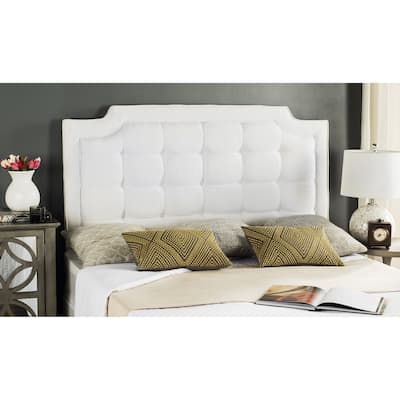 SAFAVIEH Saphire Light Cream Upholstered Tufted King Headboard