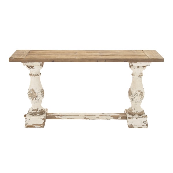 White And Tan Distressed Wood Console Table Free Shipping White And Tan Distressed Wood Console Table Free Shipping Today 11924075