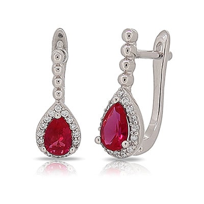 Kabella Sterling Silver With Red And White Cubic Zirconia Kabella Sterling Silver With Red And White Cubic Zirconia Earrings