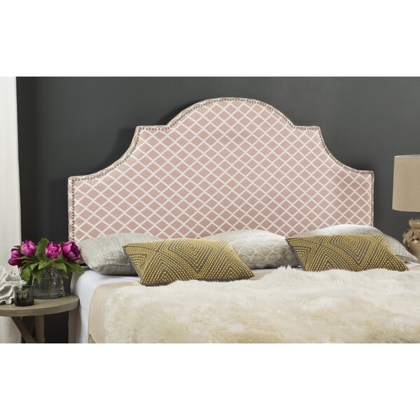 Safavieh Hallmar Peach Pink White Trellis Headboard Silver Safavieh Hallmar Peach Pink White Trellis Headboard Silver Nailhead Queen On Free Shipping Today 11925790