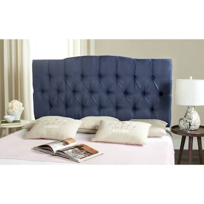 SAFAVIEH Axel Navy Linen Upholstered Tufted Headboard (Queen)