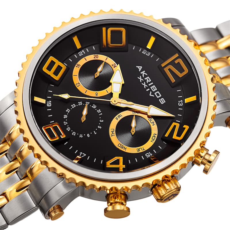 Akribos XXIV Men's Quartz Multifunction Stainless Steel Two-Tone Bracelet Watch