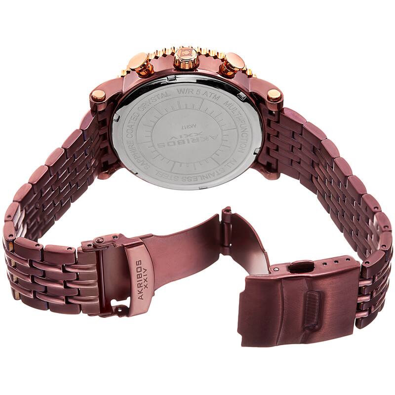 Akribos XXIV Men's Quartz Multifunction Stainless Steel Brown Bracelet Watch