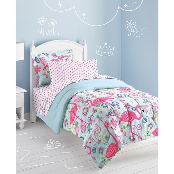 slide 2 of 5, Dream Factory Flamingo 7-piece Bed in a Bag with Sheet Set