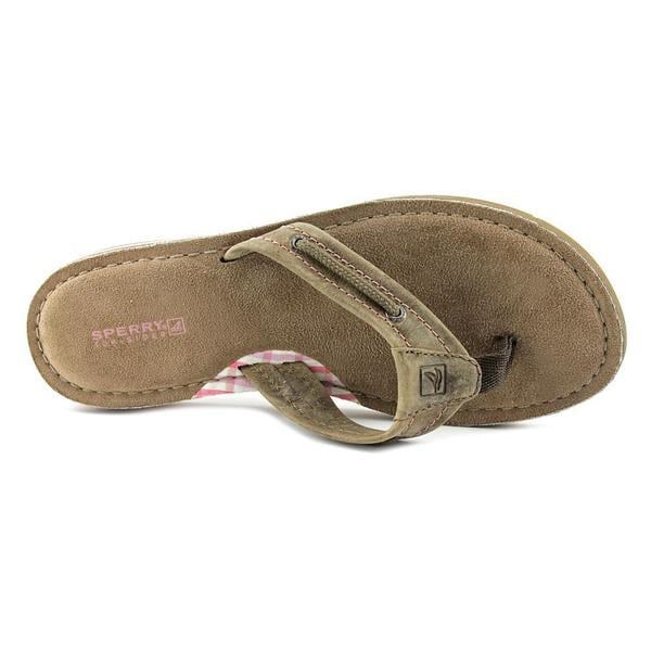 womens sperry leather flip flops