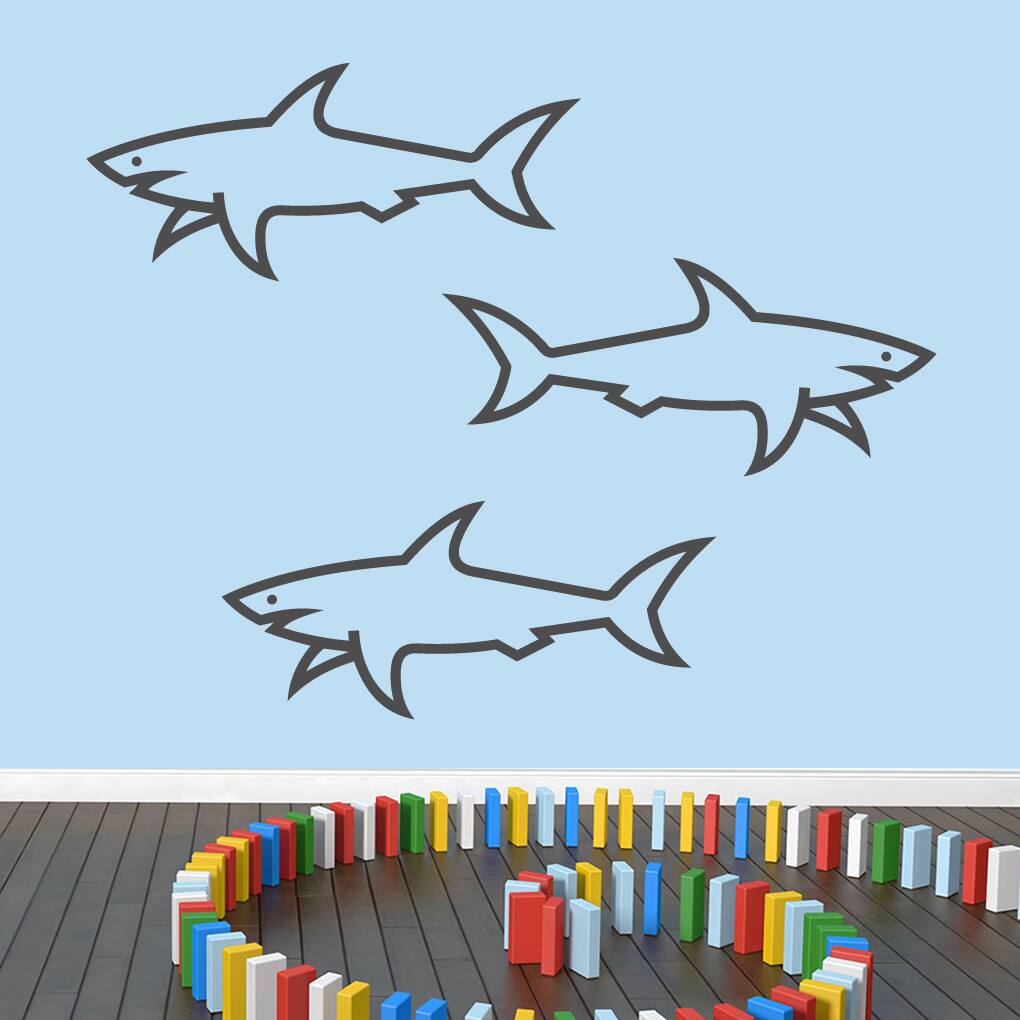 Sharks Vinyl Large Wall Decals (Set of 3) Bed Bath & Beyond 11929081
