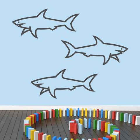 Sharks Vinyl Large Wall Decals (Set of 3)