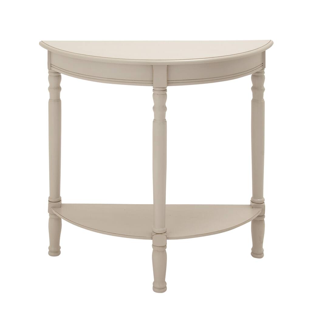 White Wood Half-moon Console Table