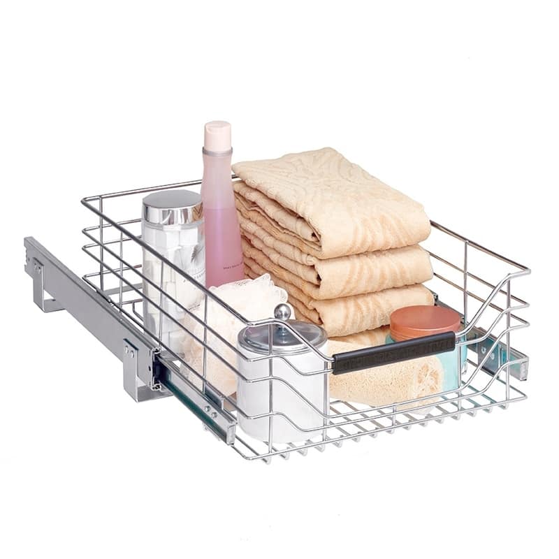Seville Classics 14 in W x 17.75 in D, Pull-Out Sliding Steel Wire Cabinet Organizer Drawer