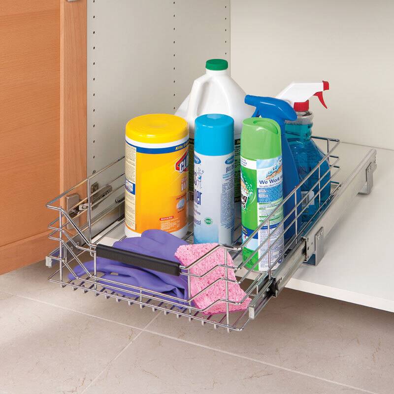 Seville Classics 14 in W x 17.75 in D, Pull-Out Sliding Steel Wire Cabinet Organizer Drawer
