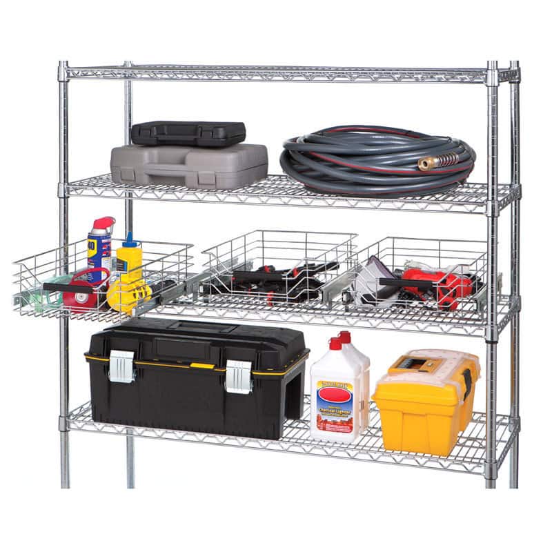Seville Classics 14 in W x 17.75 in D, Pull-Out Sliding Steel Wire Cabinet Organizer Drawer