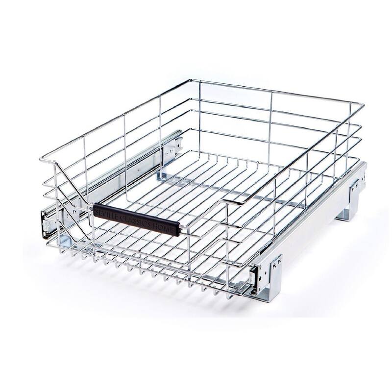 Seville Classics 14 in W x 17.75 in D, Pull-Out Sliding Steel Wire Cabinet Organizer Drawer