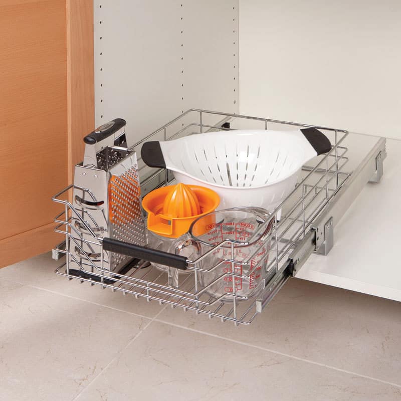 Seville Classics 14 in W x 17.75 in D, Pull-Out Sliding Steel Wire Cabinet Organizer Drawer