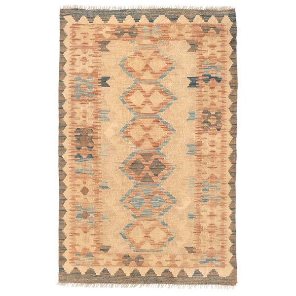 slide 2 of 3, Handmade One-of-a-Kind Wool Mimana Kilim Rug (Afghanistan) - 2'8 x 4'2