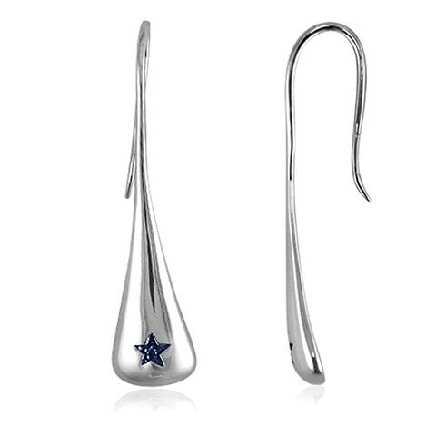 Jewelonfire Sterling Silver Accent Blue Diamond Hook Earrings - White