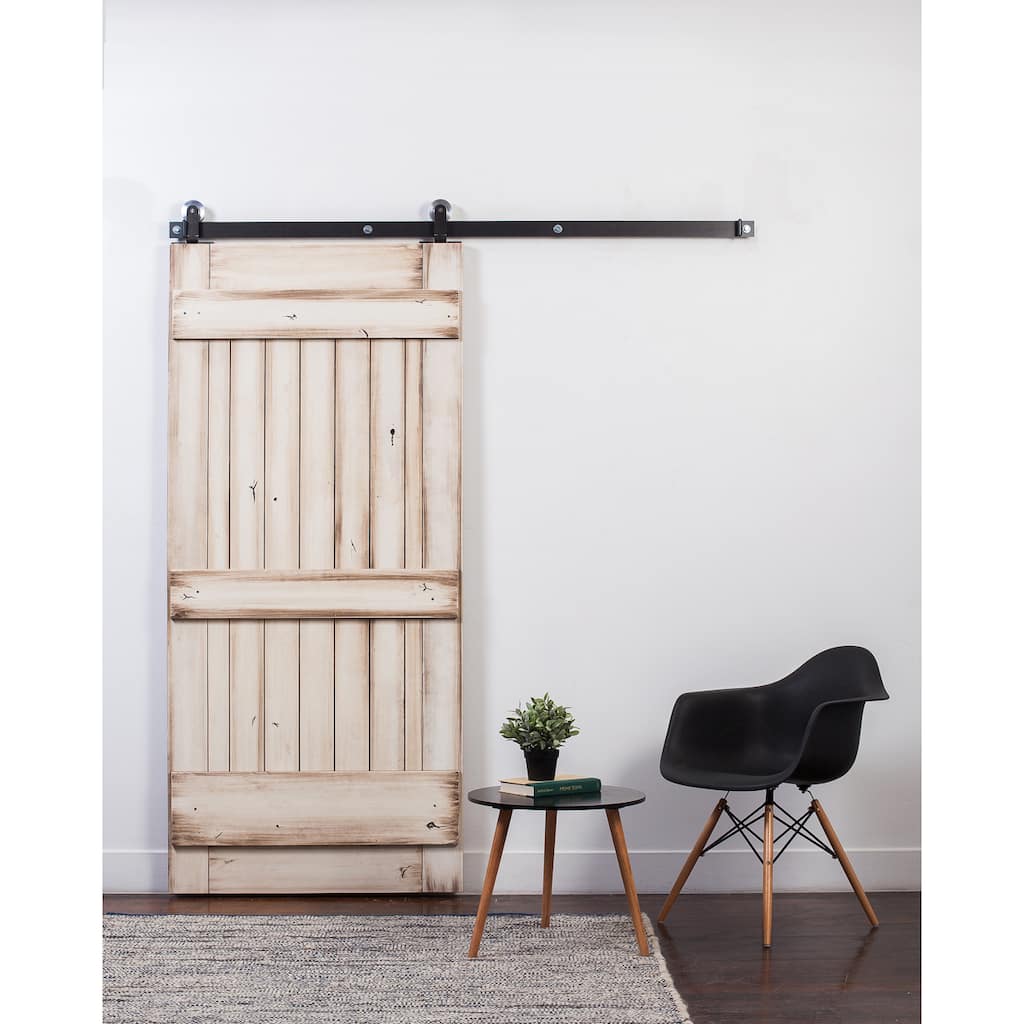 Rustica Hardware White Glazed Wood Ranch Barn Door with Sliding Hardware