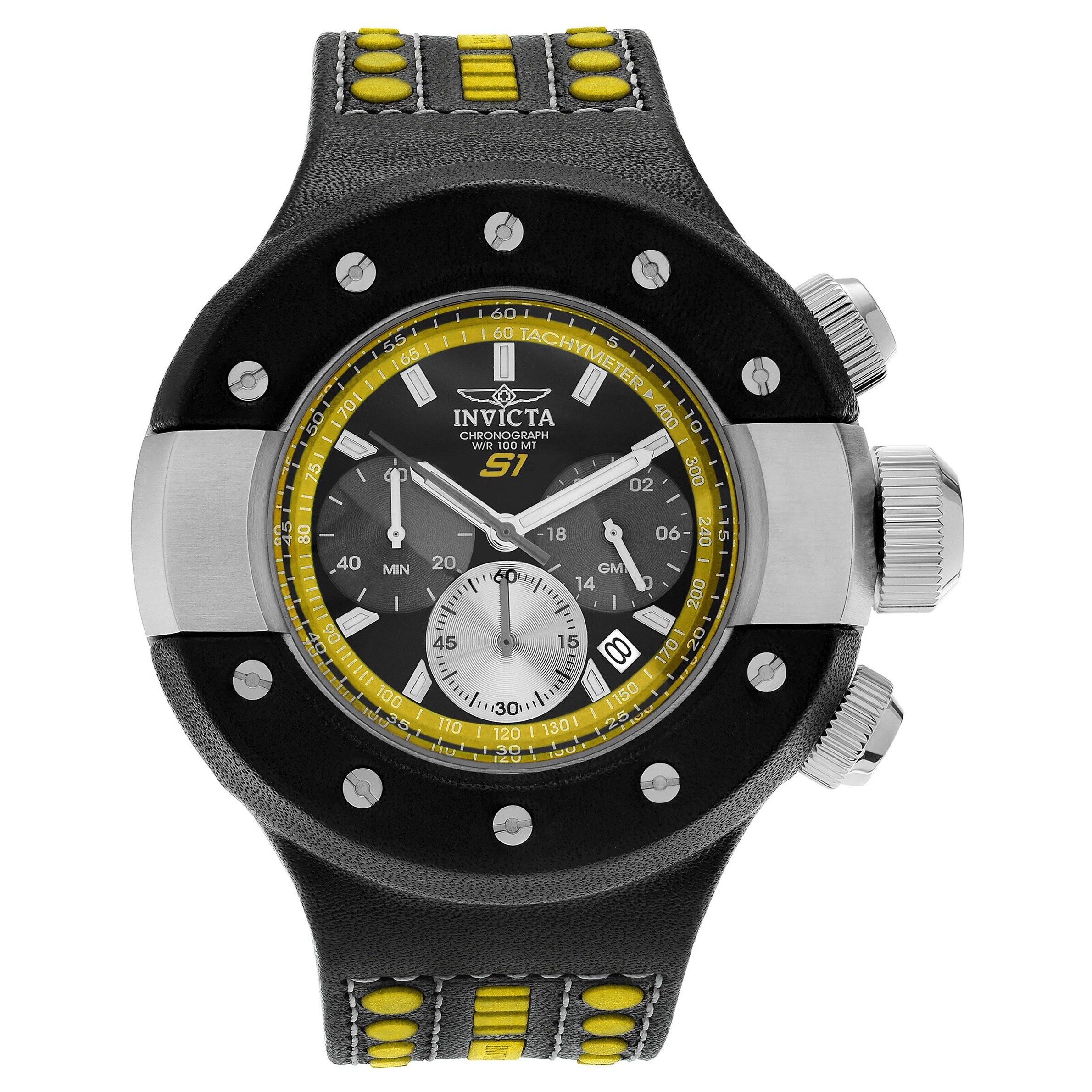 Shop Invicta Men S 19177 S1 Rally Quartz Chronograph Black Yellow