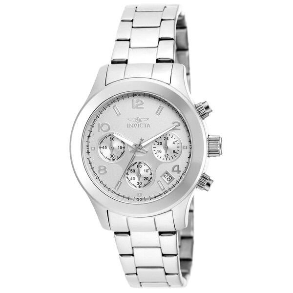 Shop Invicta Women's 19216 Angel Quartz Chronograph Silver Dial Watch ...