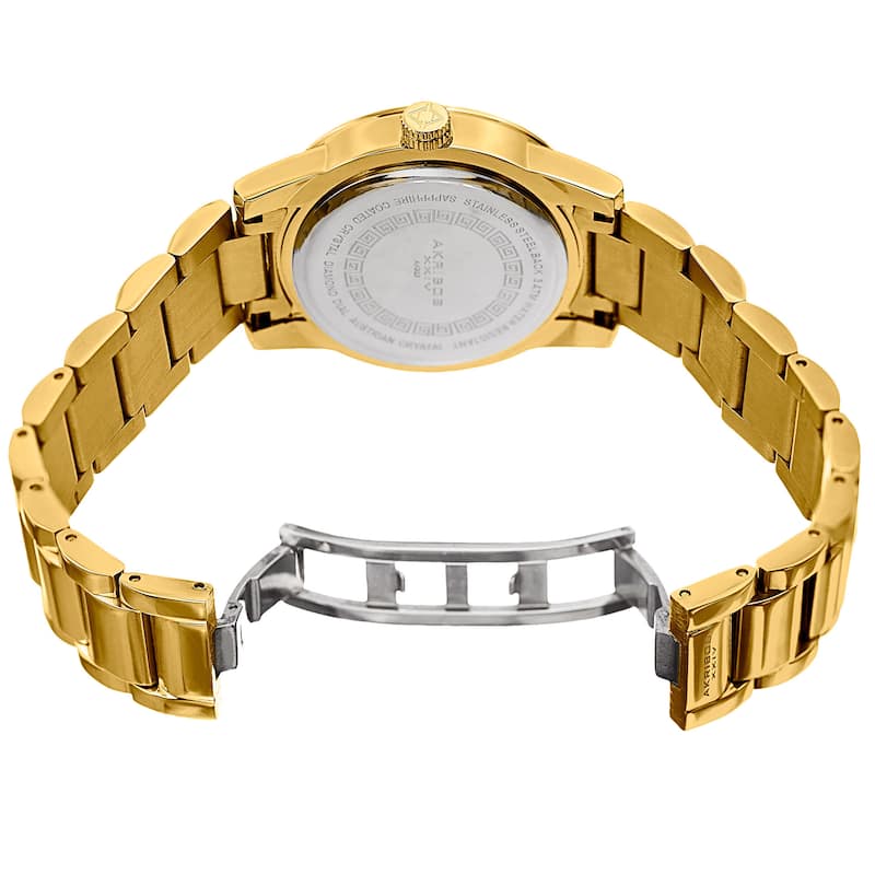 Akribos XXIV Women's Quartz Diamond Stainless Steel Gold-Tone Bracelet Watch
