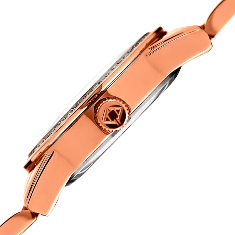 Akribos XXIV Women's Quartz Diamond Stainless Steel Rose-Tone Bracelet Watch