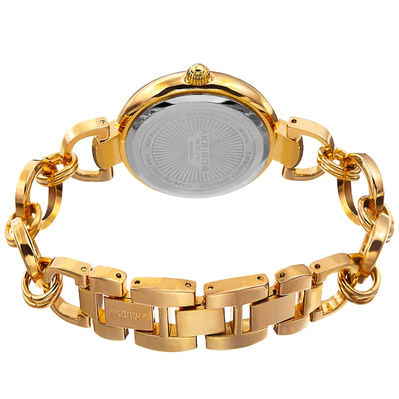 Akribos XXIV Women's Quartz Swarovski Crystal Chain Style Gold-Tone Bracelet Watch
