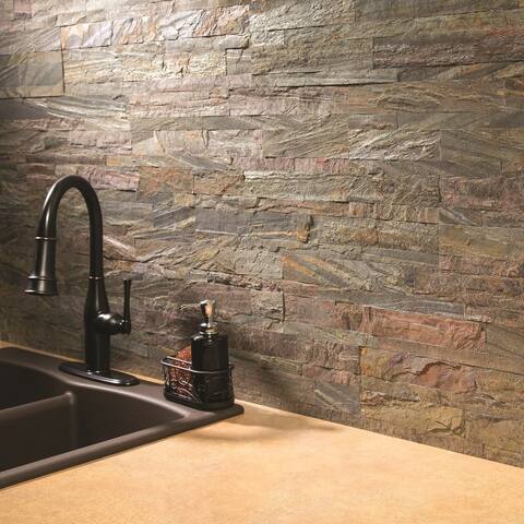 Aspect 6x24-inch Weathered Quartz Peel-and-Stick Stone Backsplash Tile
