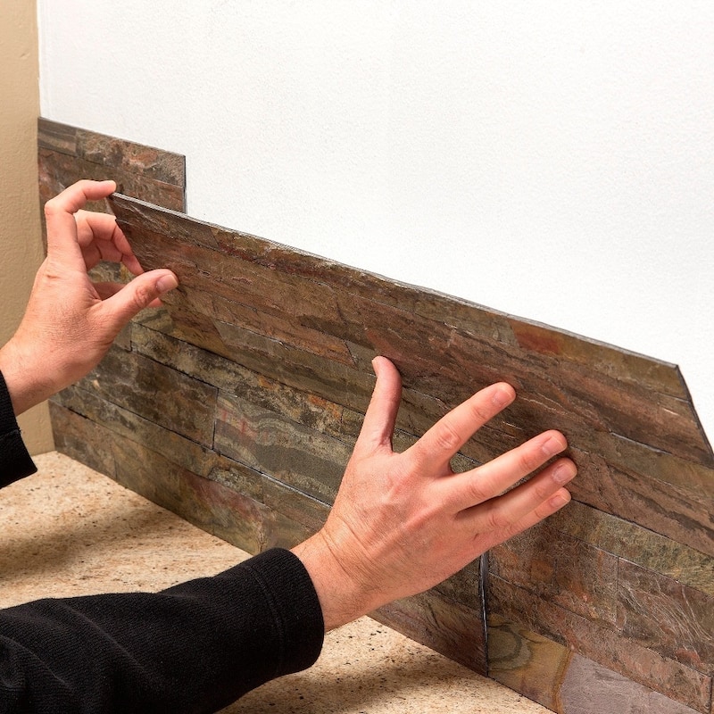 Aspect 6x24-inch Weathered Quartz Peel-and-Stick Stone Backsplash Tile