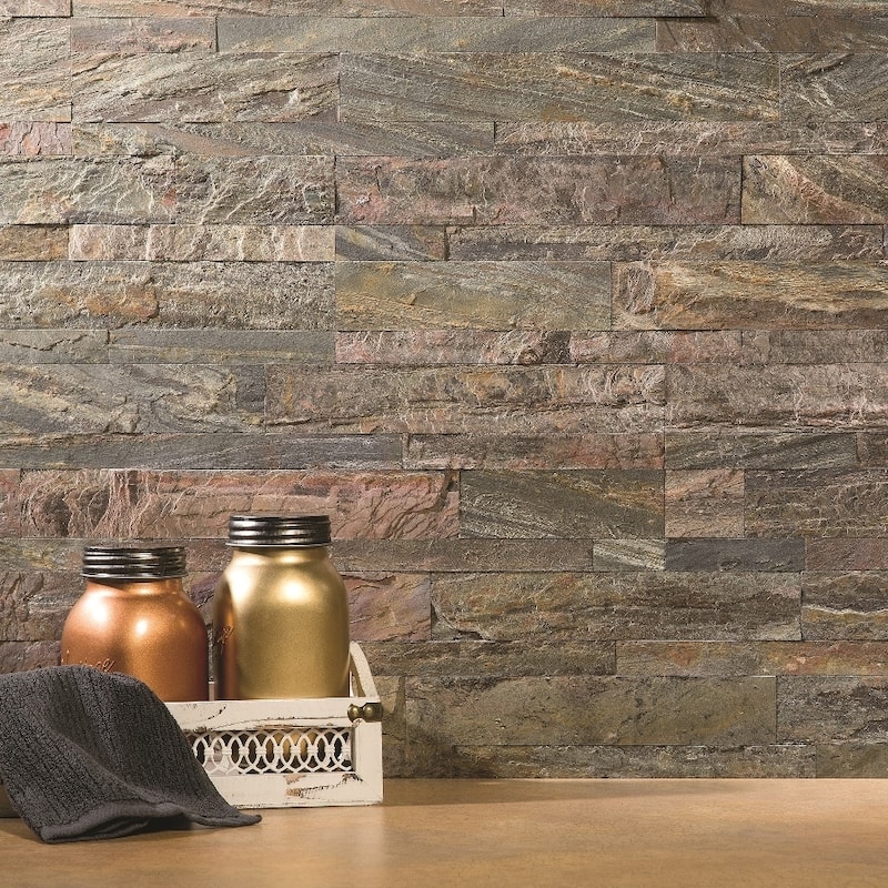 Aspect 6x24-inch Weathered Quartz Peel-and-Stick Stone Backsplash Tile