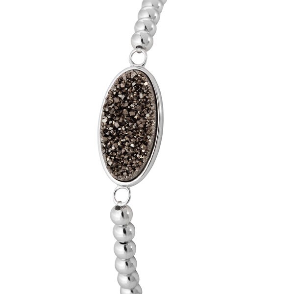 Sterling Silver Smokey Drusy Stretch Bead Bracelet