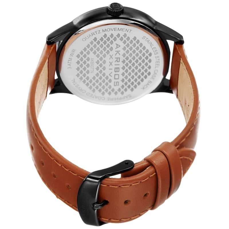 Akribos XXIV Men's Quartz Tiger Eye Leather Strap Watch