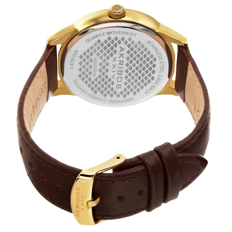 Akribos XXIV Men's Quartz Green Marble Leather Strap Watch
