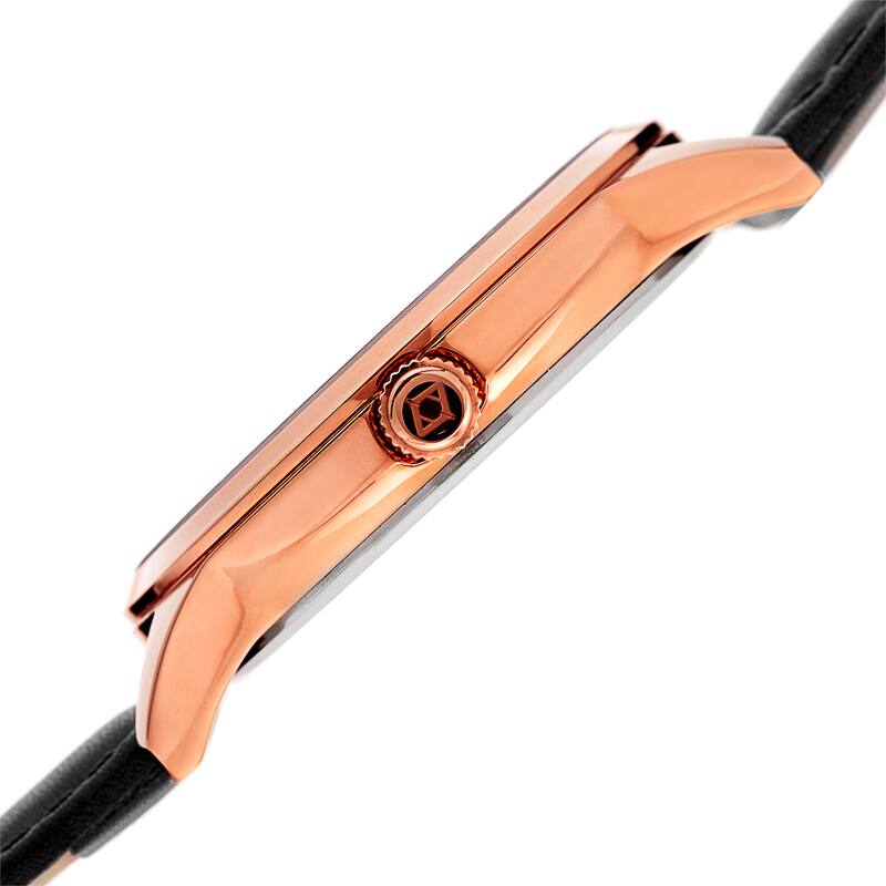 Akribos XXIV Men's Quartz Blue Goldstone Leather Strap Watch