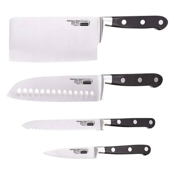 Cook N Home Asian Chef Knife 6pc Set with Bamboo Storage Block