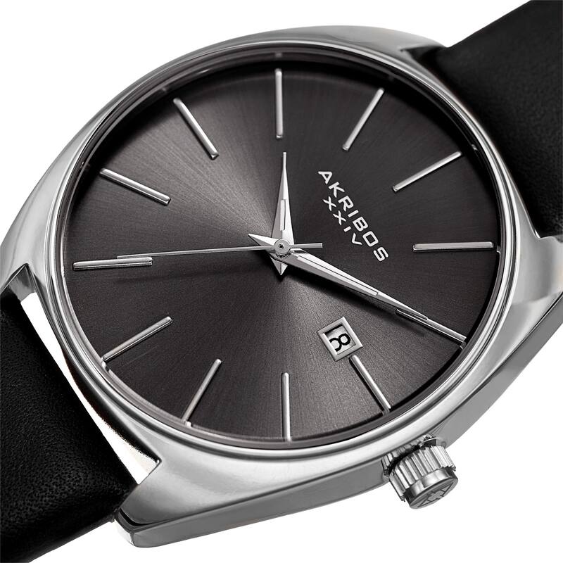 Akribos XXIV Men's Quartz Date Leather Brown Strap Watch