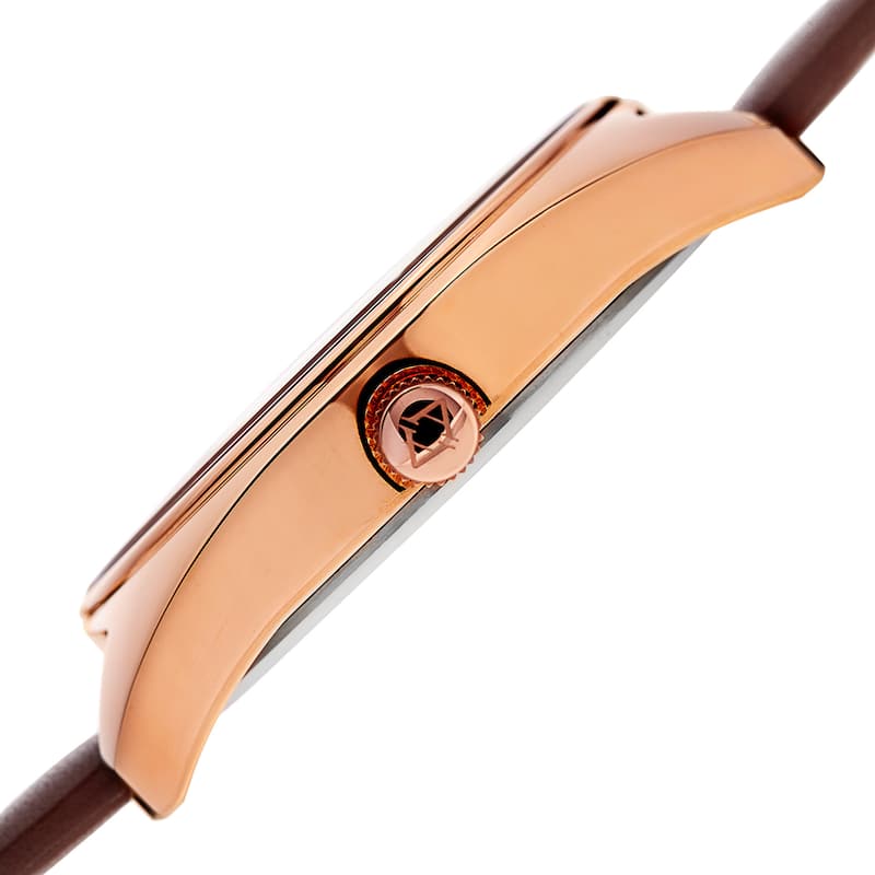 Akribos XXIV Men's Quartz Date Leather Brown Strap Watch