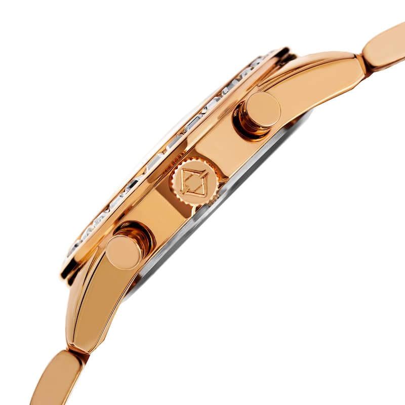 Akribos XXIV Women's Swiss Quartz Multifunction Swarovski Crystal Gold-Tone Bracelet Watch