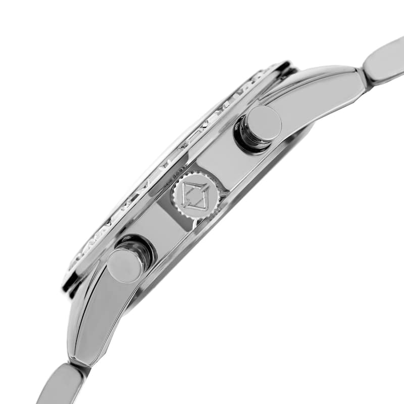Akribos XXIV Women's Swiss Quartz Multifunction Swarovski Crystal Silver-Tone Bracelet Watch
