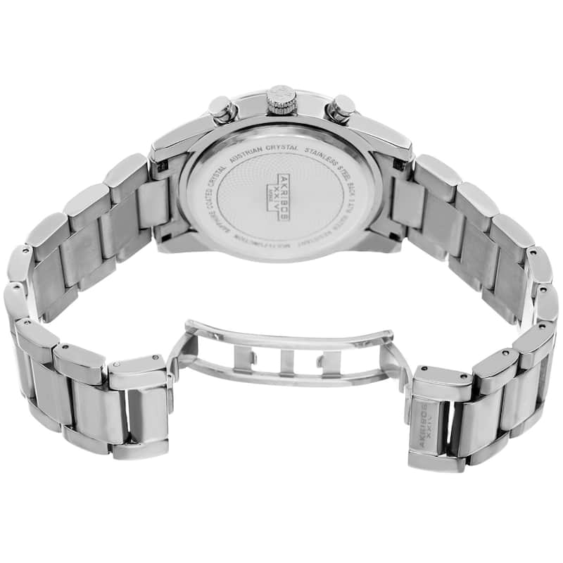 Akribos XXIV Women's Swiss Quartz Multifunction Swarovski Crystal Silver-Tone Bracelet Watch