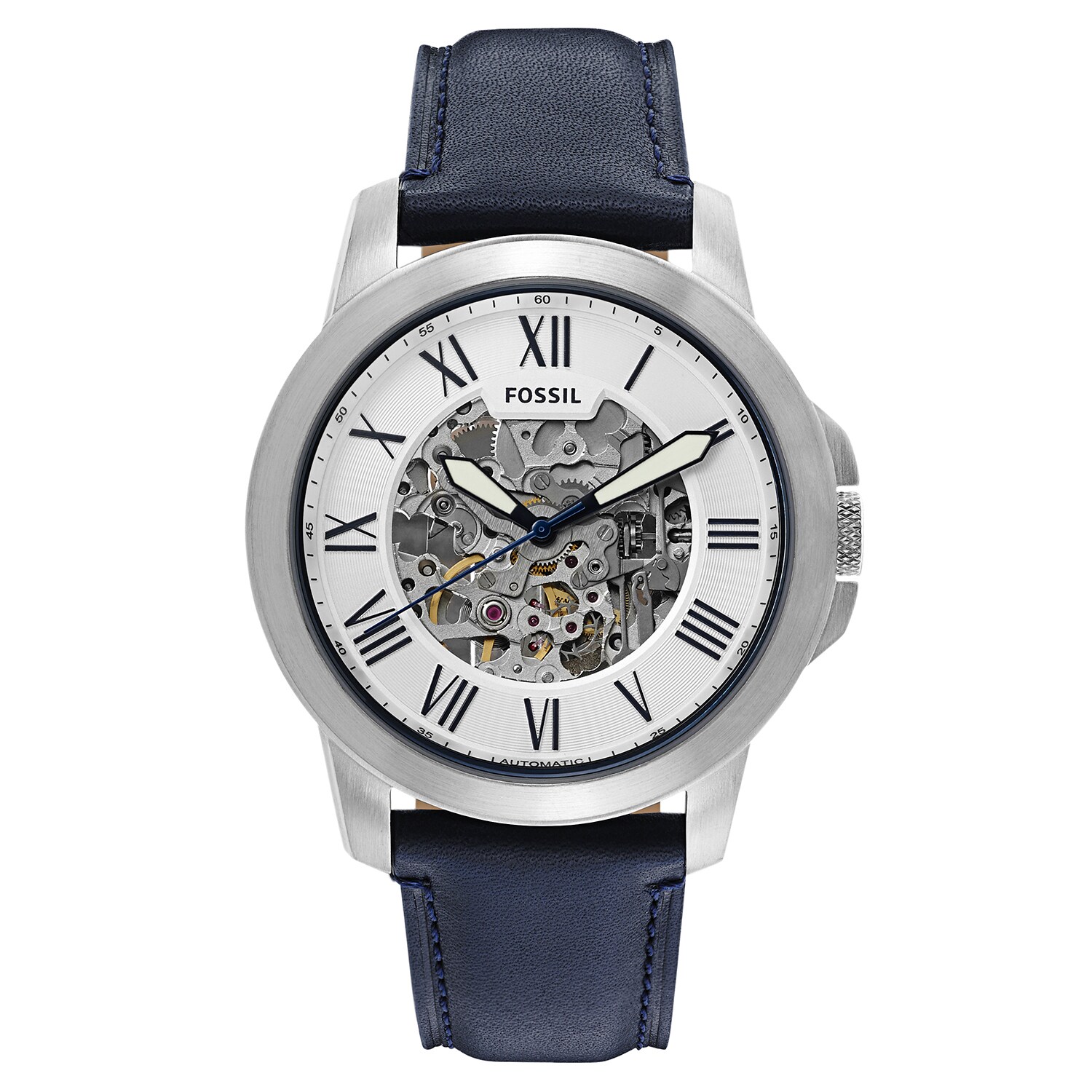 grant automatic blue leather watch