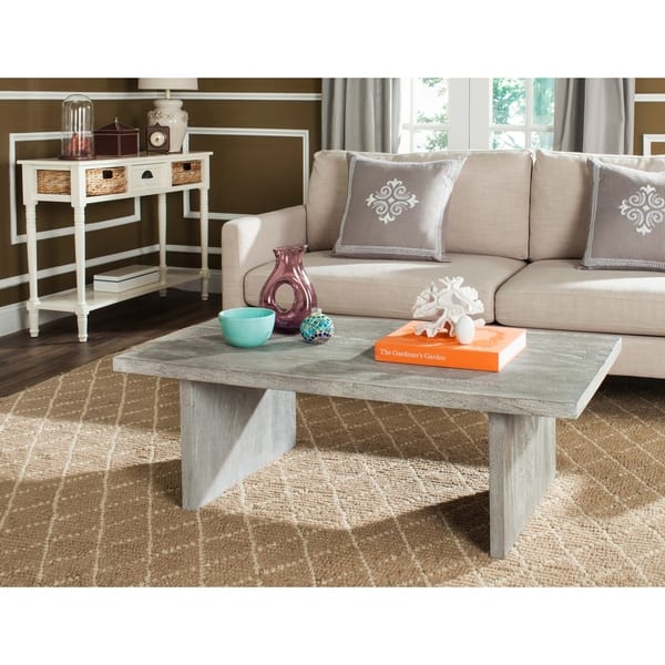 slide 2 of 8, SAFAVIEH Mid-Century Senjo Grey Coffee Table - 47.2" x 25.6" x 15.7" - 47.2" x 25.6" x 15.7"