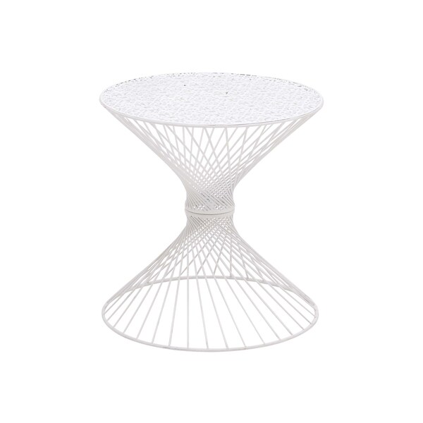 Shop White Metal Round Accent Table Overstock 11935048