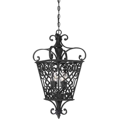 Quoizel Fort Quinn Black Metal Incandescent Chandelier