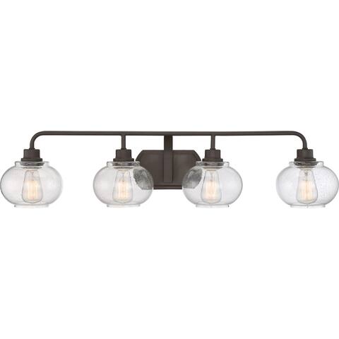 Trilogy 4-Light Old Bronze Vanity Light with Clear Seeded Glass