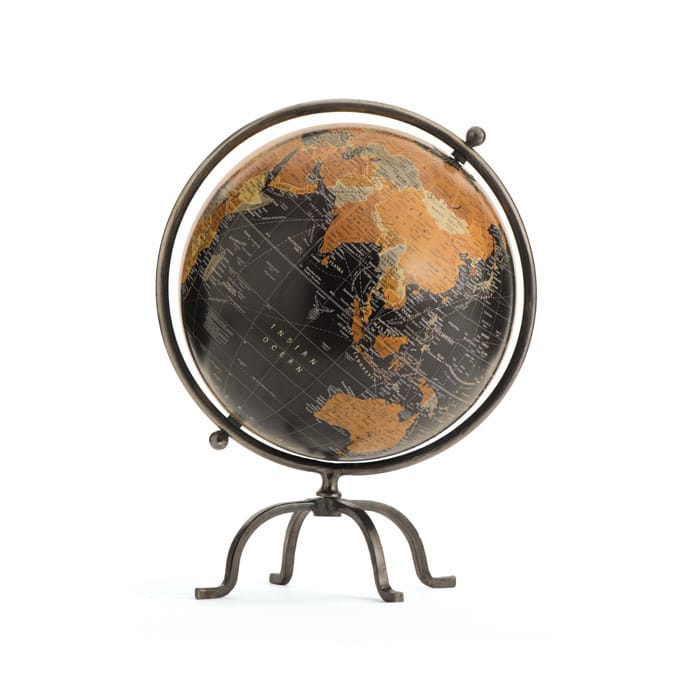 Wood Top and Footed Iron Base Globe