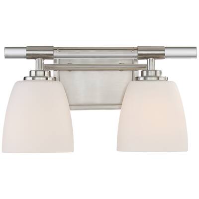 Quoizel Highfield Silver Metal and Frosted Glass 2-bulb Hardwired Vanity Light