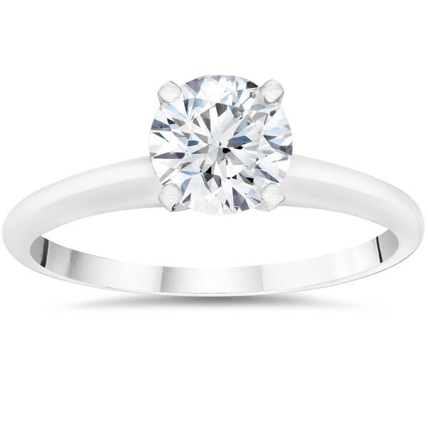 Ladies 14K White Gold Solid Solitaire Ring 0.7ct Square CZ Center Ladies 14K White Gold Solid Solitaire Ring 0.7ct Square CZ Center
